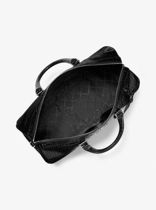 Bedford Travel Extra-Large Metallic Crocodile Embossed Leather Weekender Bag