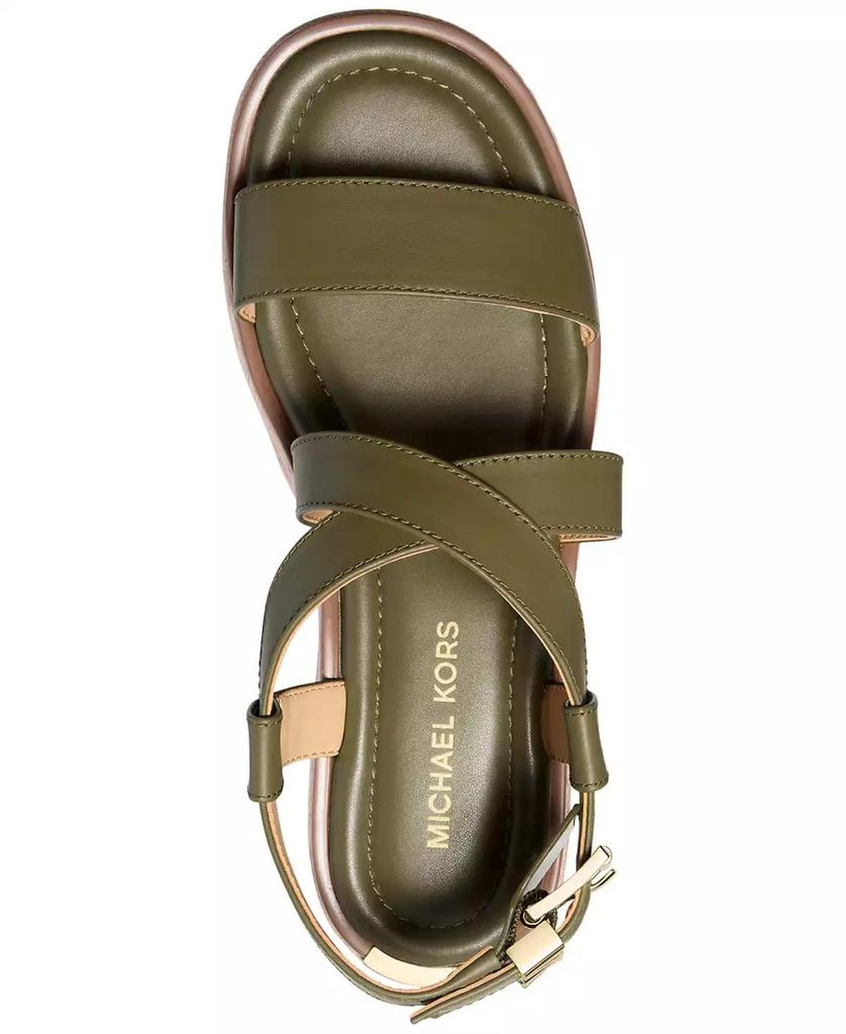 MICHAEL Lynn Leather Buckled Espadrille Sandals