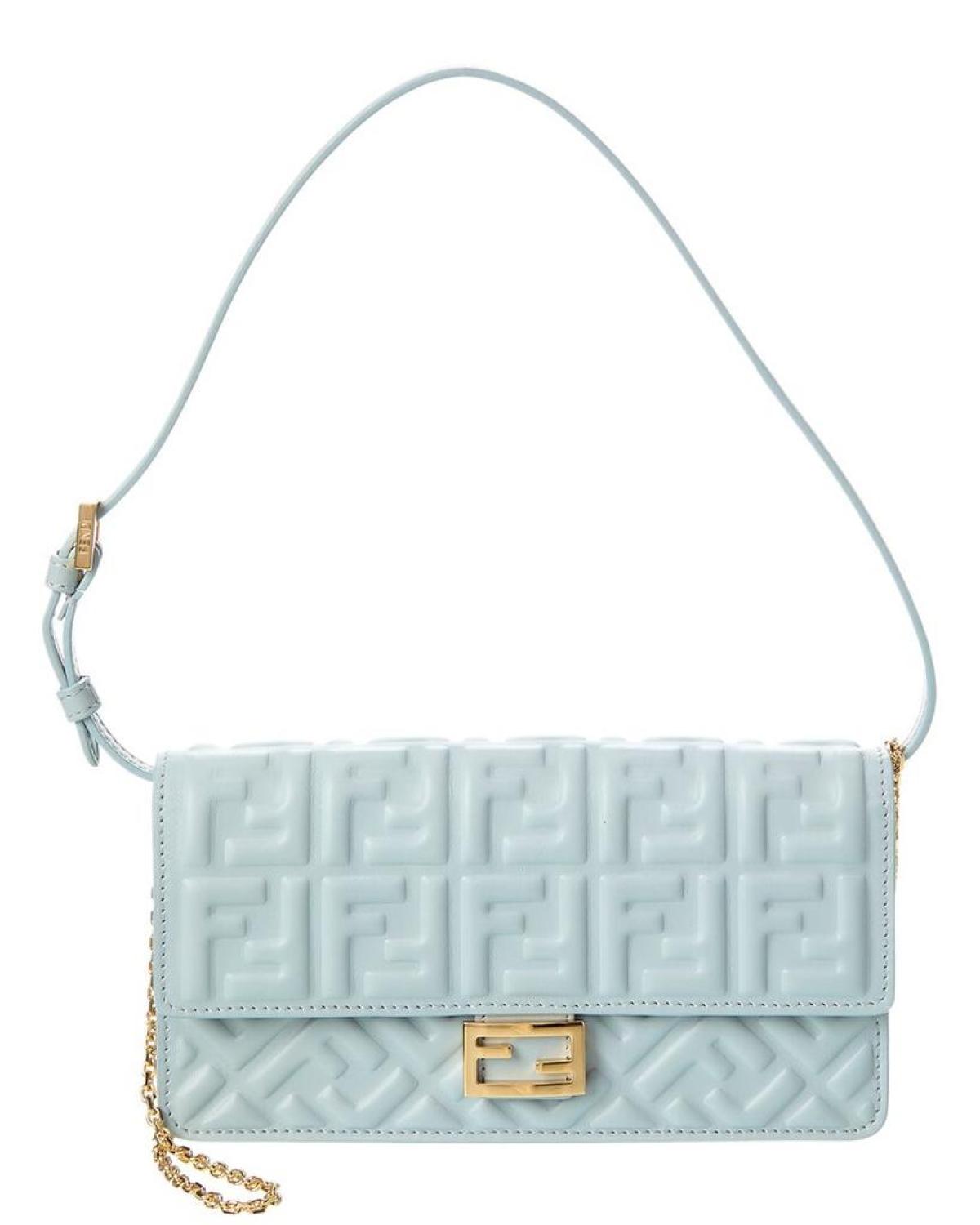 FENDI Baguette FF Leather Wallet On Chain