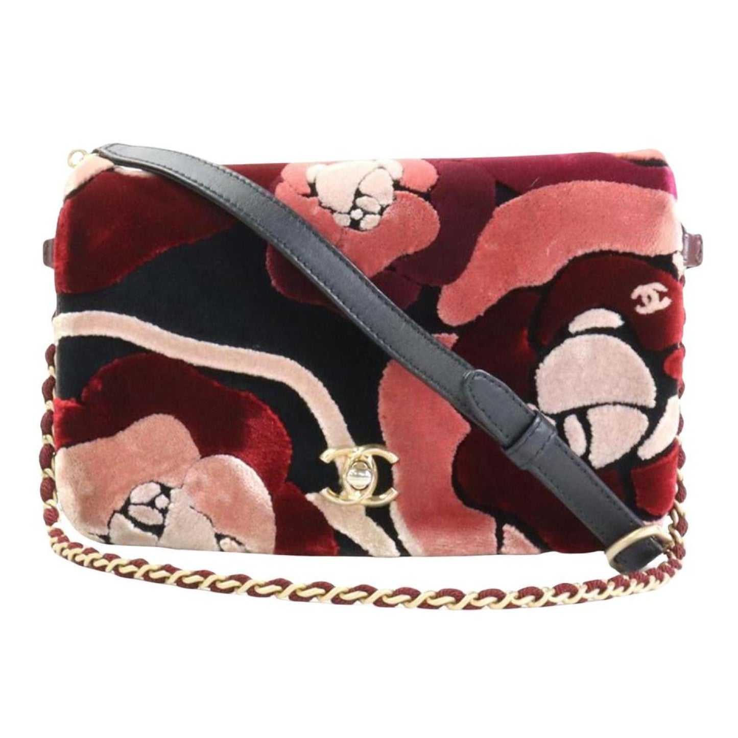 Chanel Camellia Velvet Shoulder Bag (Pre-Owned)