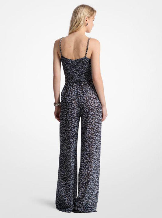Floral Print Georgette Embellished Jumpsuit