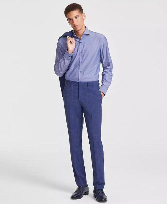 Men's Modern-Fit Windowpane Check Suit Pants