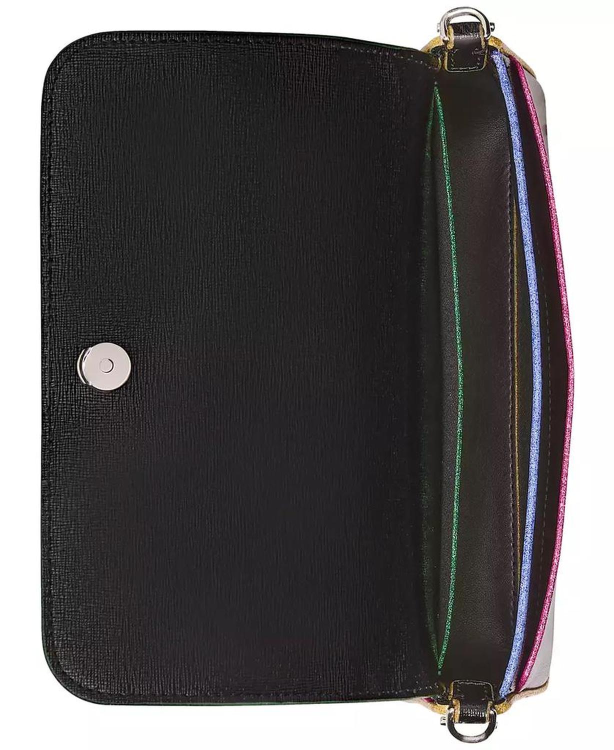 Devin Glitter Edge Saffiano Flap Chain Wallet