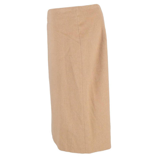 Midi Pencil Skirt in Brown Wool