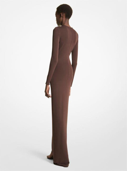 Stretch Matte Jersey Ruched Gown
