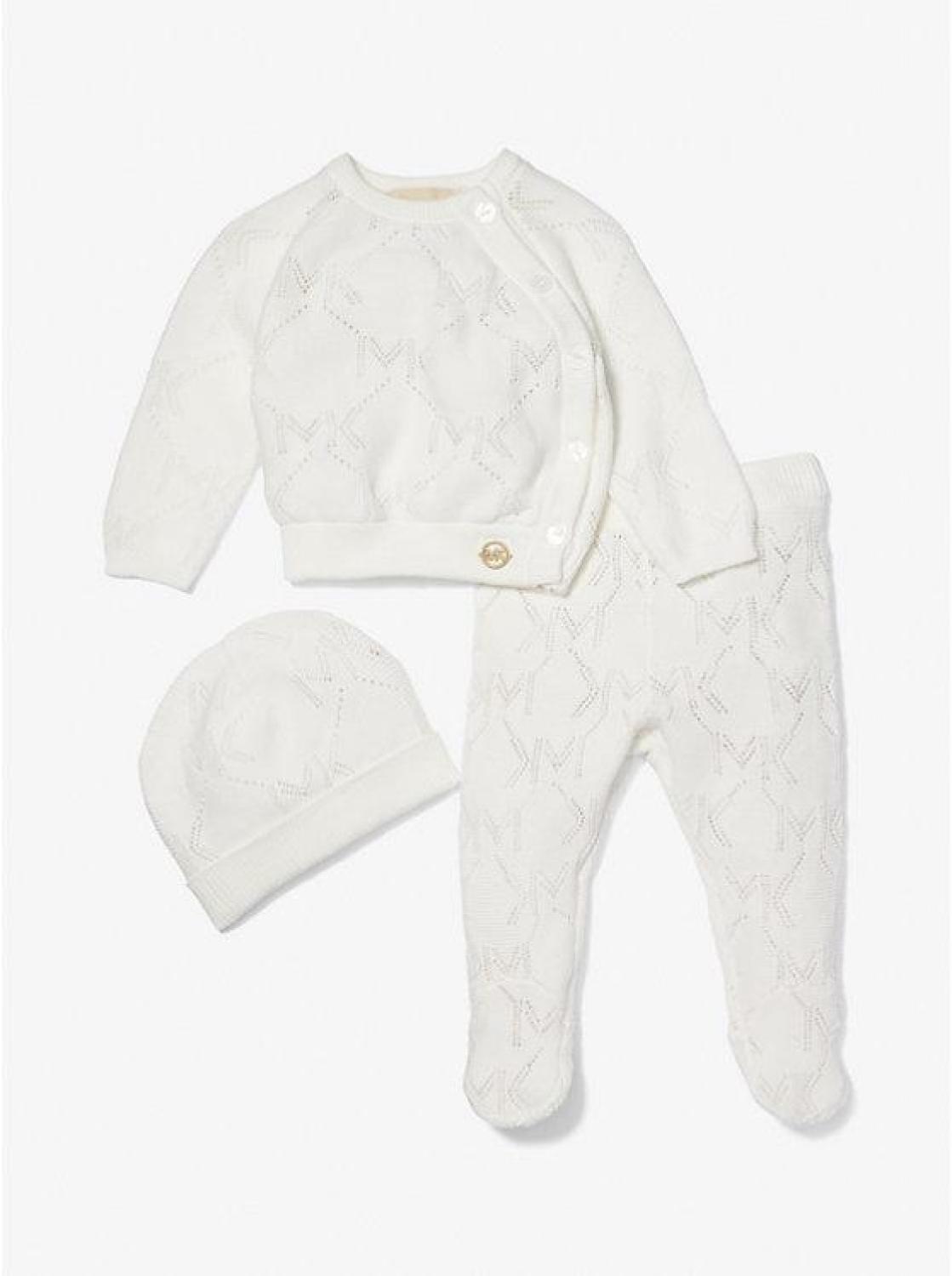 Pointelle Logo Cotton 3-Piece Baby Gift Set