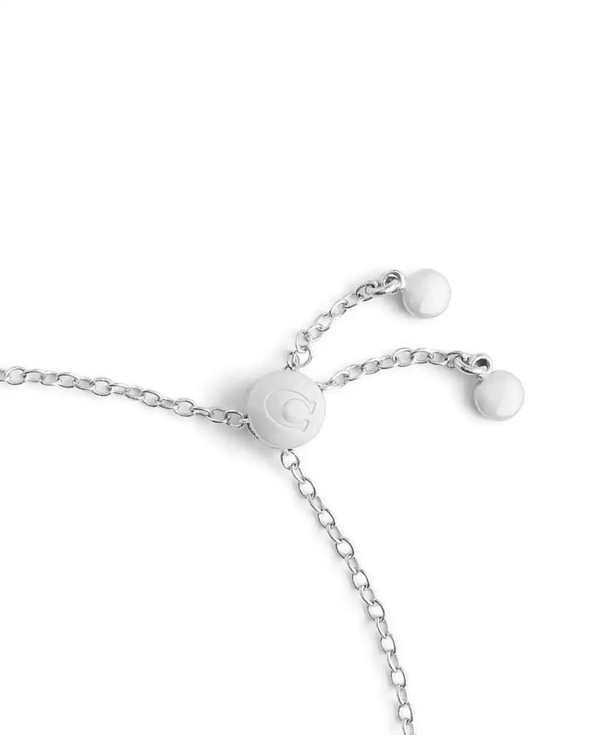 Faux Stone Signature Heart Link Slider Bracelet