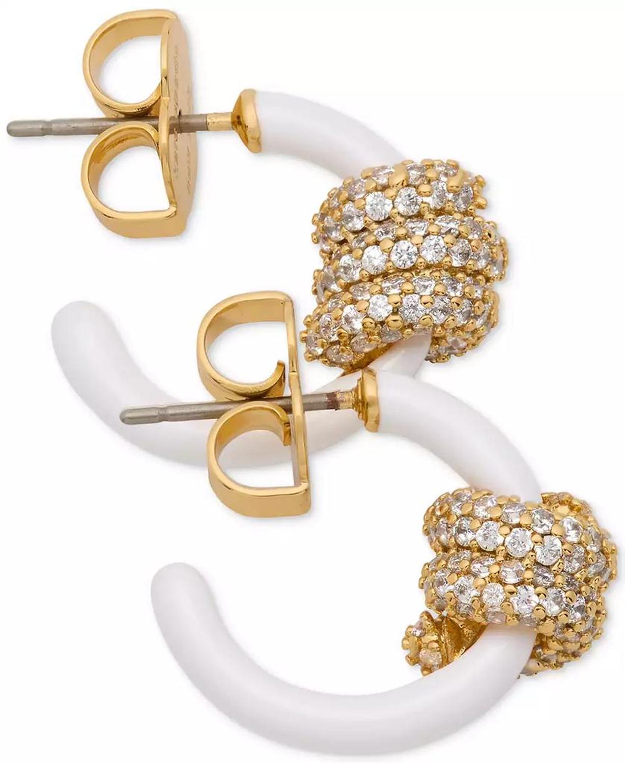 Small Pavé Knot Hoop Earrings, 0.62"