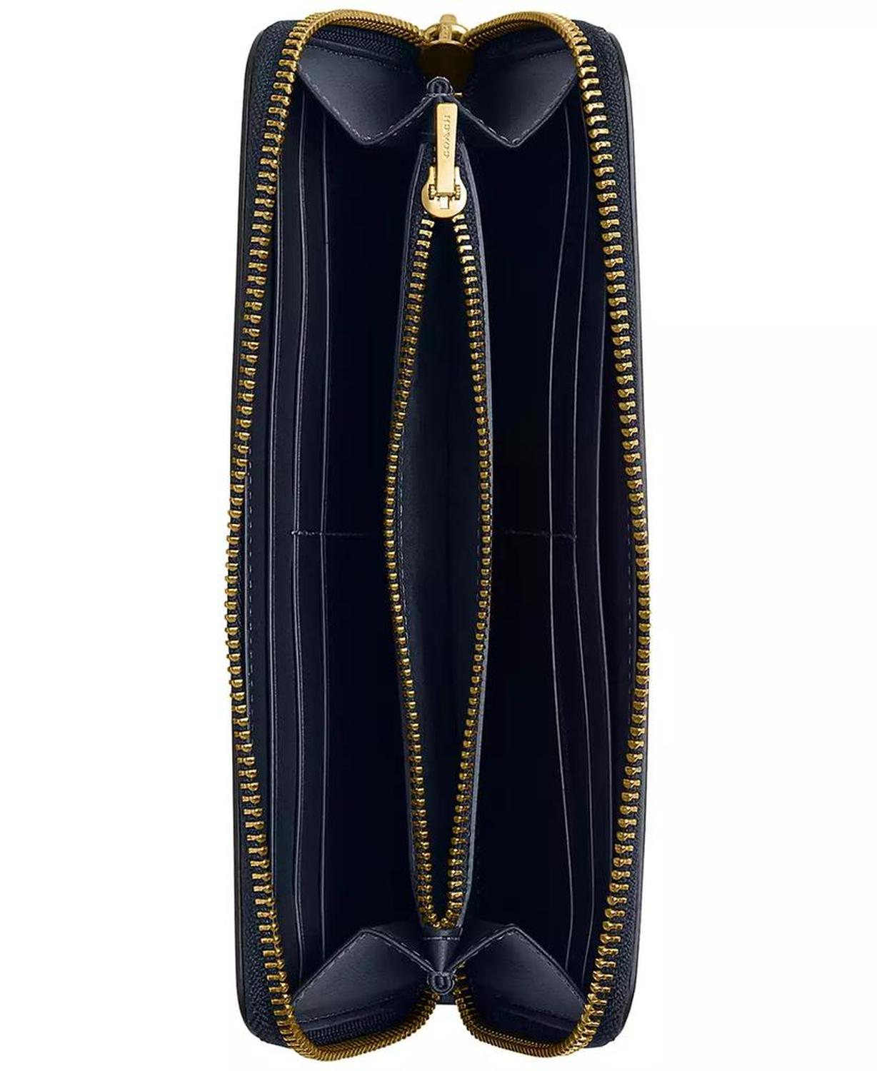 Slim Accordion Leather Zip-Around Wallet