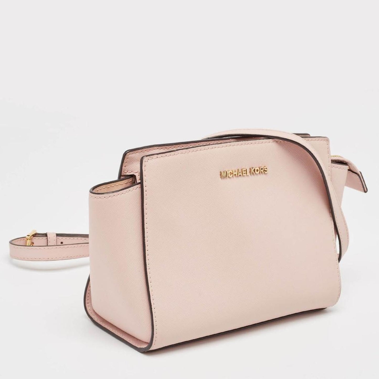 Michael Kors Pink Saffiano Leather Medium Selma Crossbody Bag