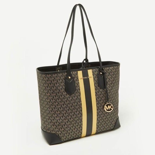 Michael Kors Signature Coated Canvas And Leather Eva Tote