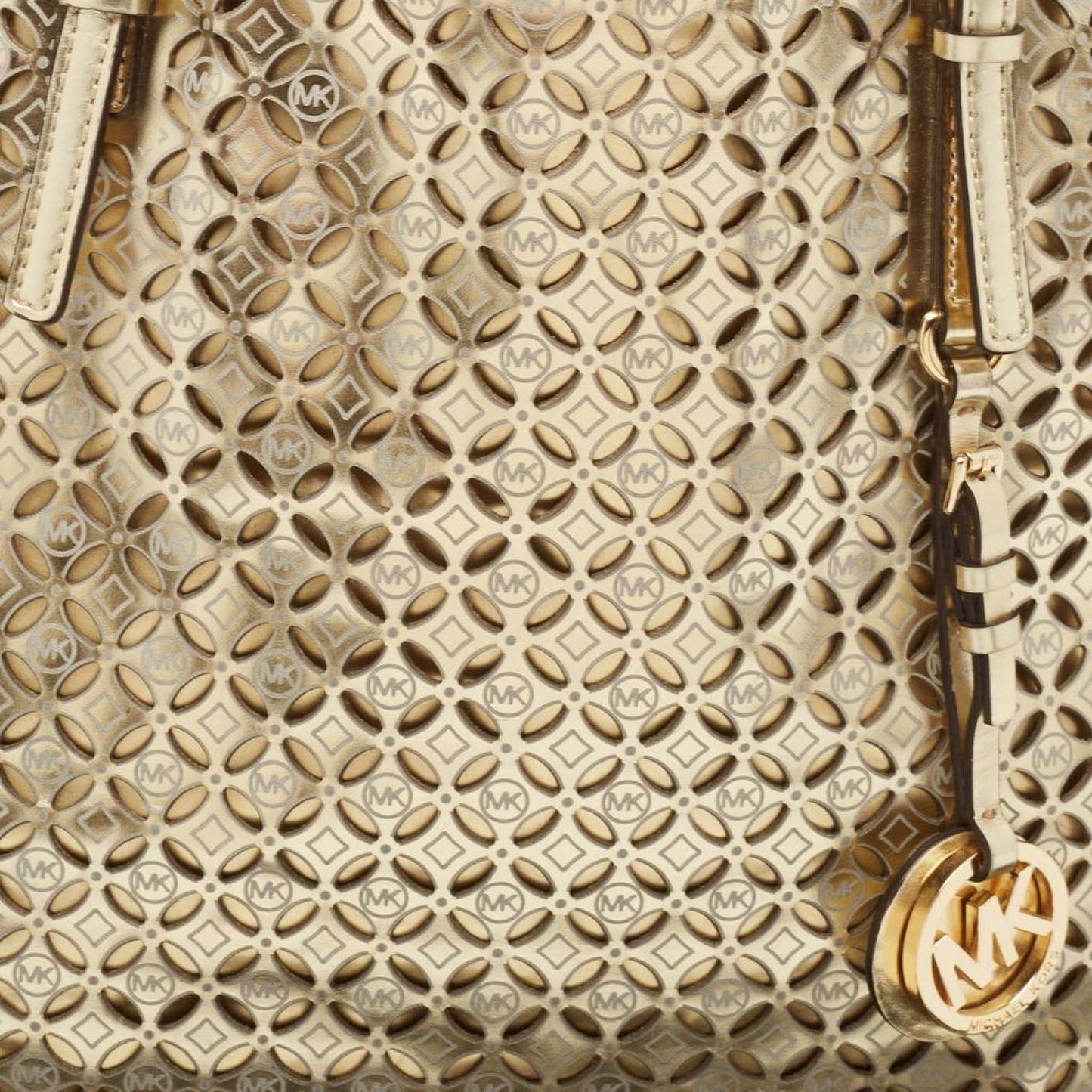 Michael Michael Kors Gold Laser Cut Leather Jet Set Travel Tote