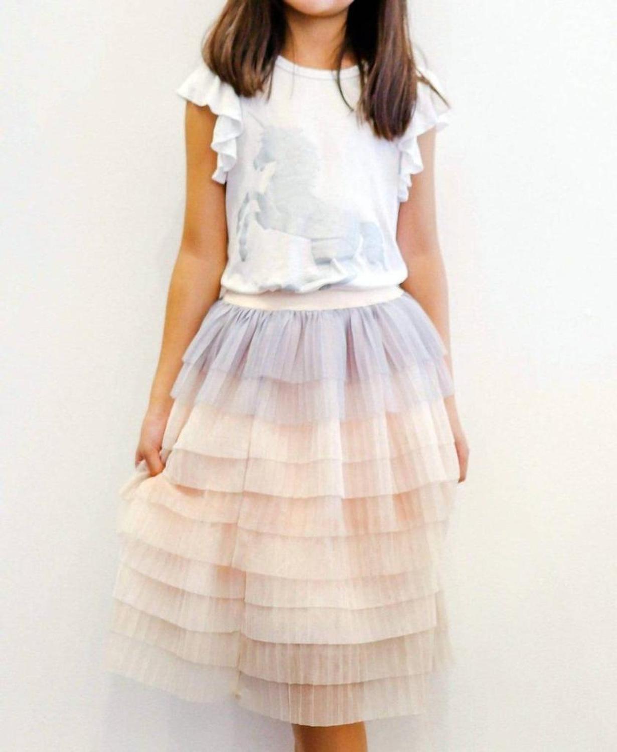 Girls Cake Tiered Tulle Skirt In Pastel