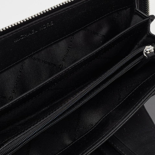 Michael Kors Black/grey Signature Coated Canvas Zip Around Wallet