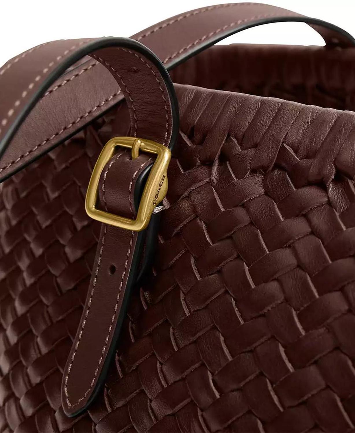 Woven Leather Swing Tote Bag