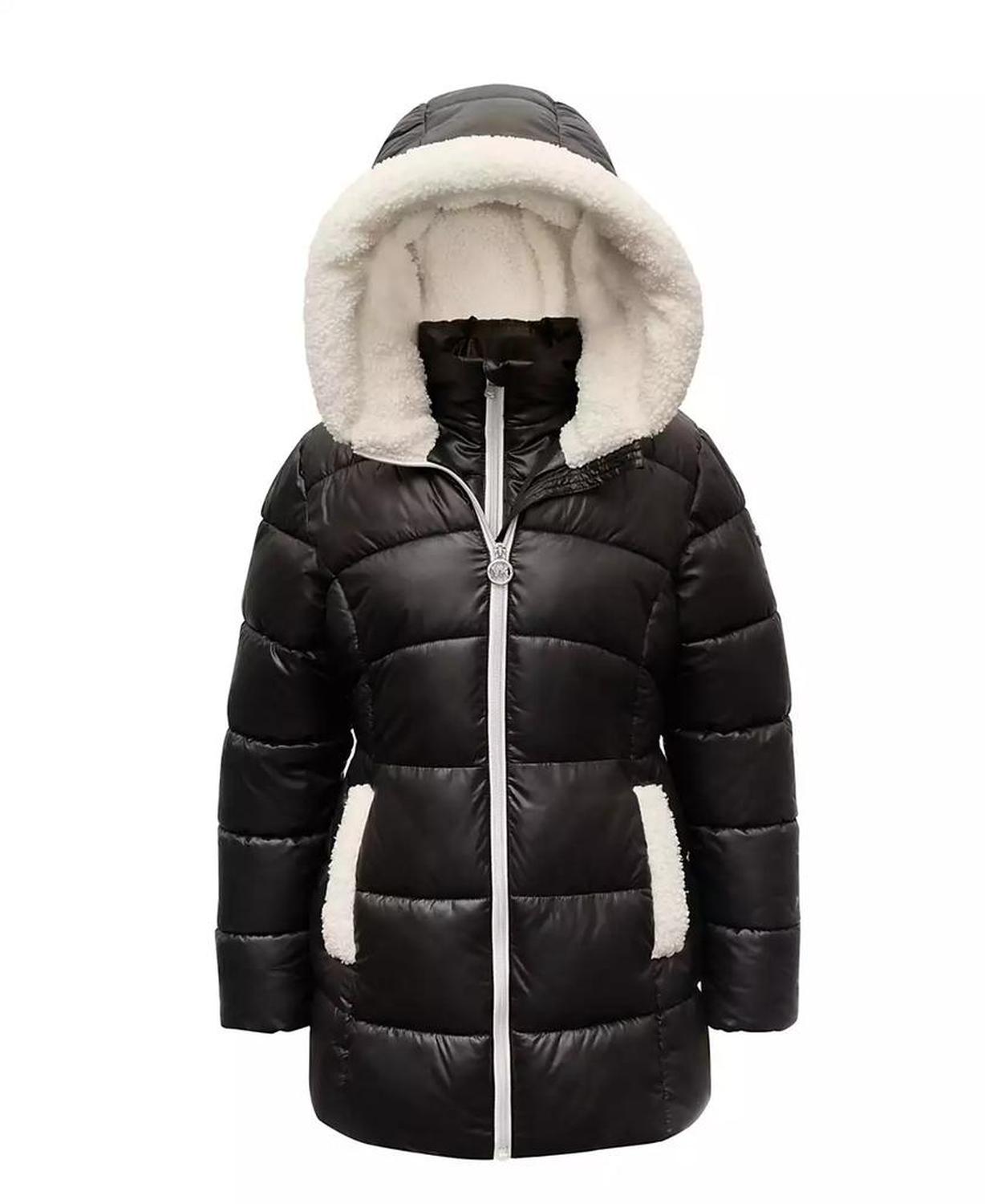 Toddler Little Girls Stadium Puffer Jacket with Bib