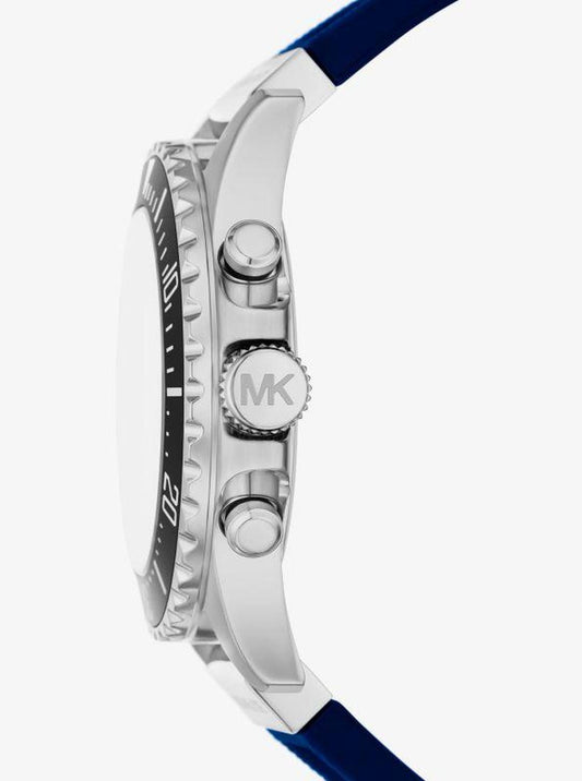 Oversized Everest Silver-Tone and Silicone Watch