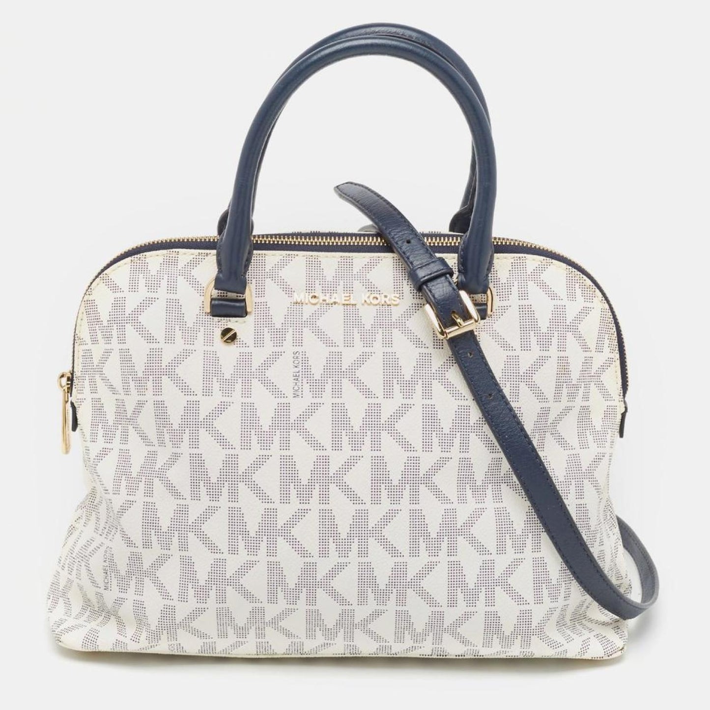 Michael Kors Signature Coated Canvas And Leather Large Cindy Dome Bag