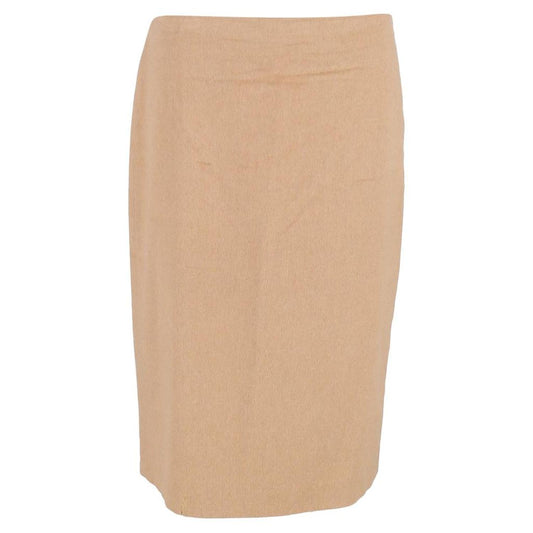 Midi Pencil Skirt in Brown Wool