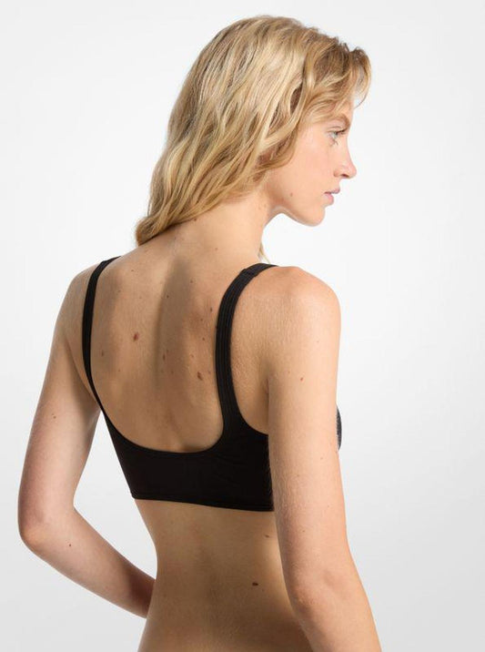 Lace-Up Stretch Nylon Bikini Top