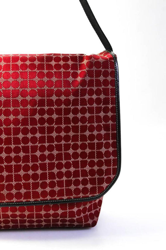 Kate Spade New York Womens Red Printed Flap Messenger Bag Handbag