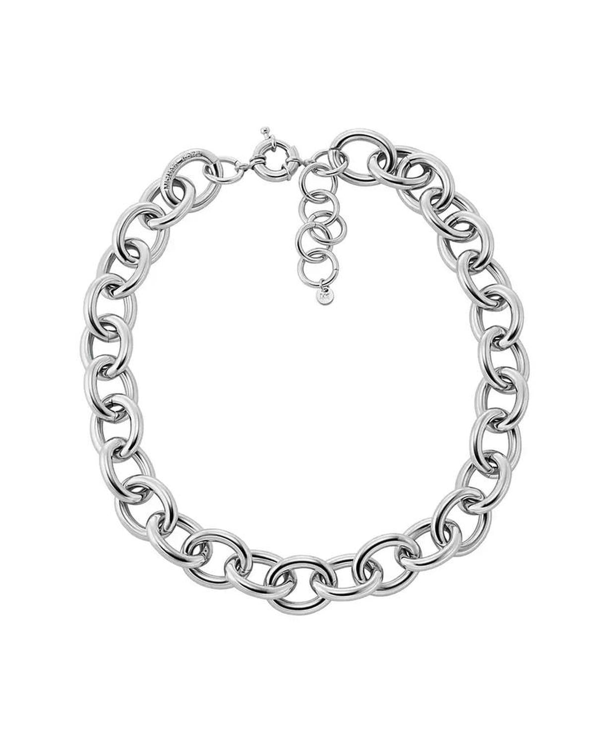 Platinum-Plated Brass Statement Chain Necklace
