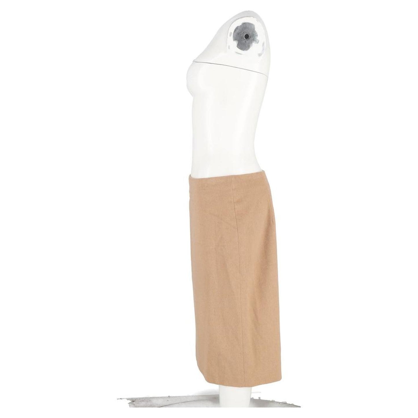 Midi Pencil Skirt in Brown Wool