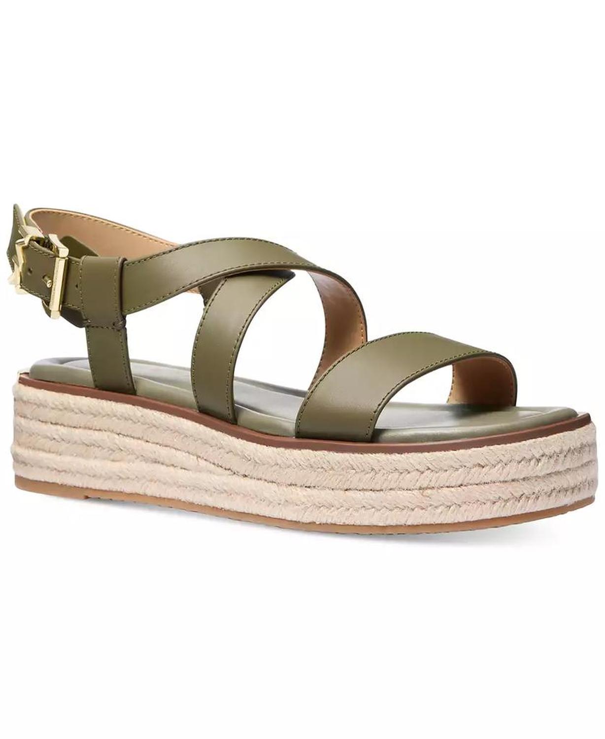 MICHAEL Lynn Leather Buckled Espadrille Sandals