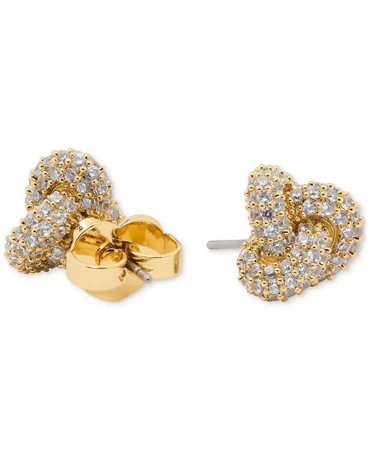 Gold-Tone Pavé Double Knot Stud Earrings