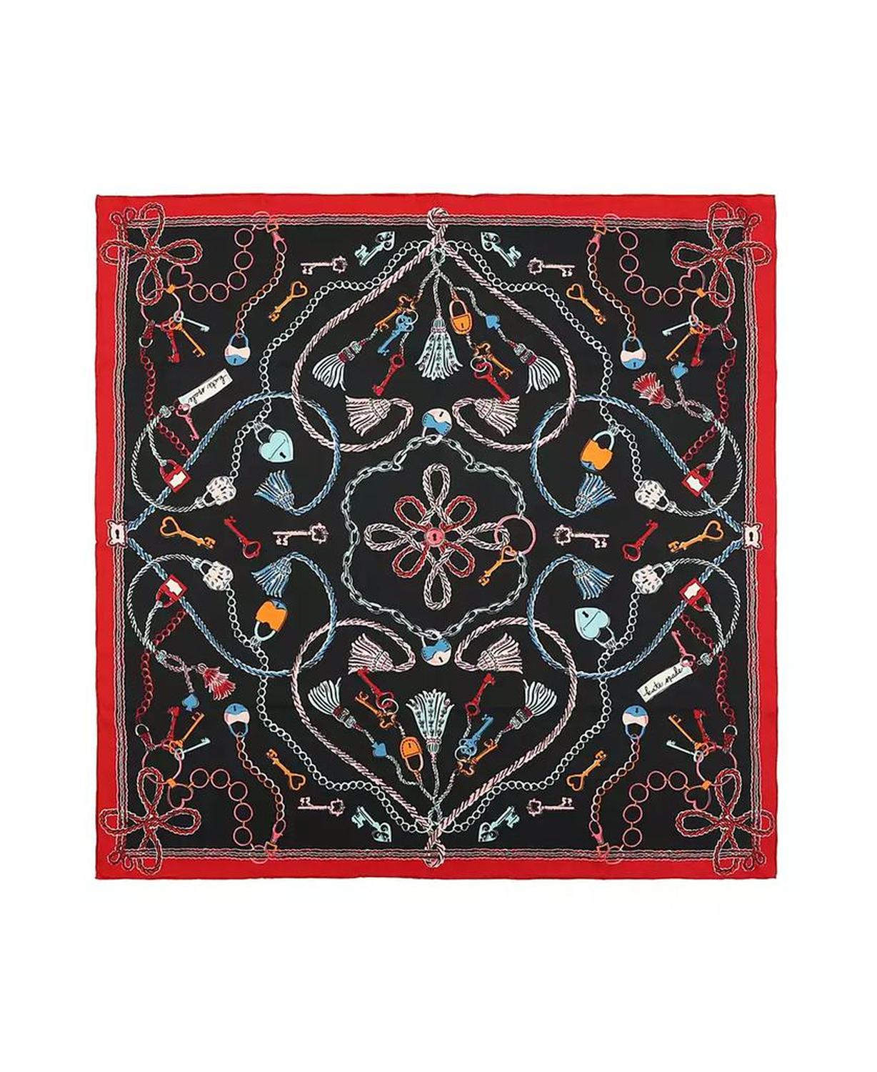 Women's Lock and Key Silk Square Scarf