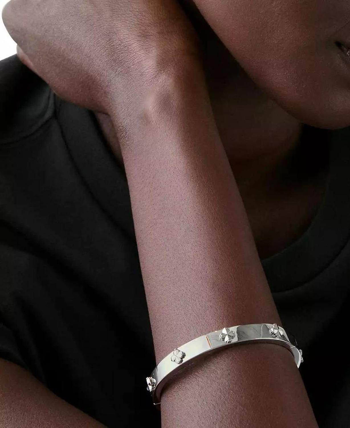 Spade Flower Hinge Bangle Bracelet
