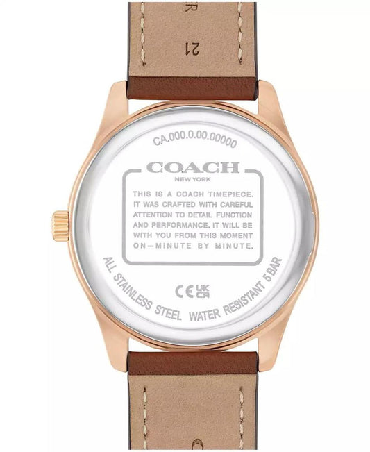 Men's Oliver Saddle Leather Calfskin Strap Watch, 41mm