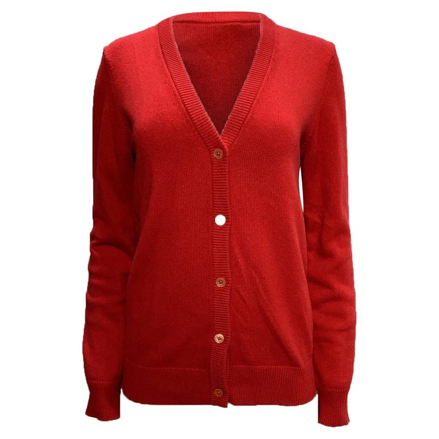 V-neck Cardigan in Red Cashmere