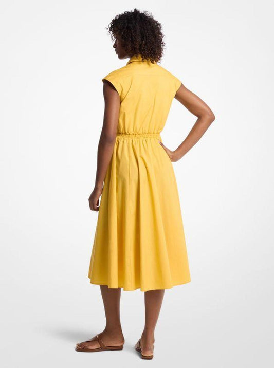 Stretch Cotton Poplin Midi Dress