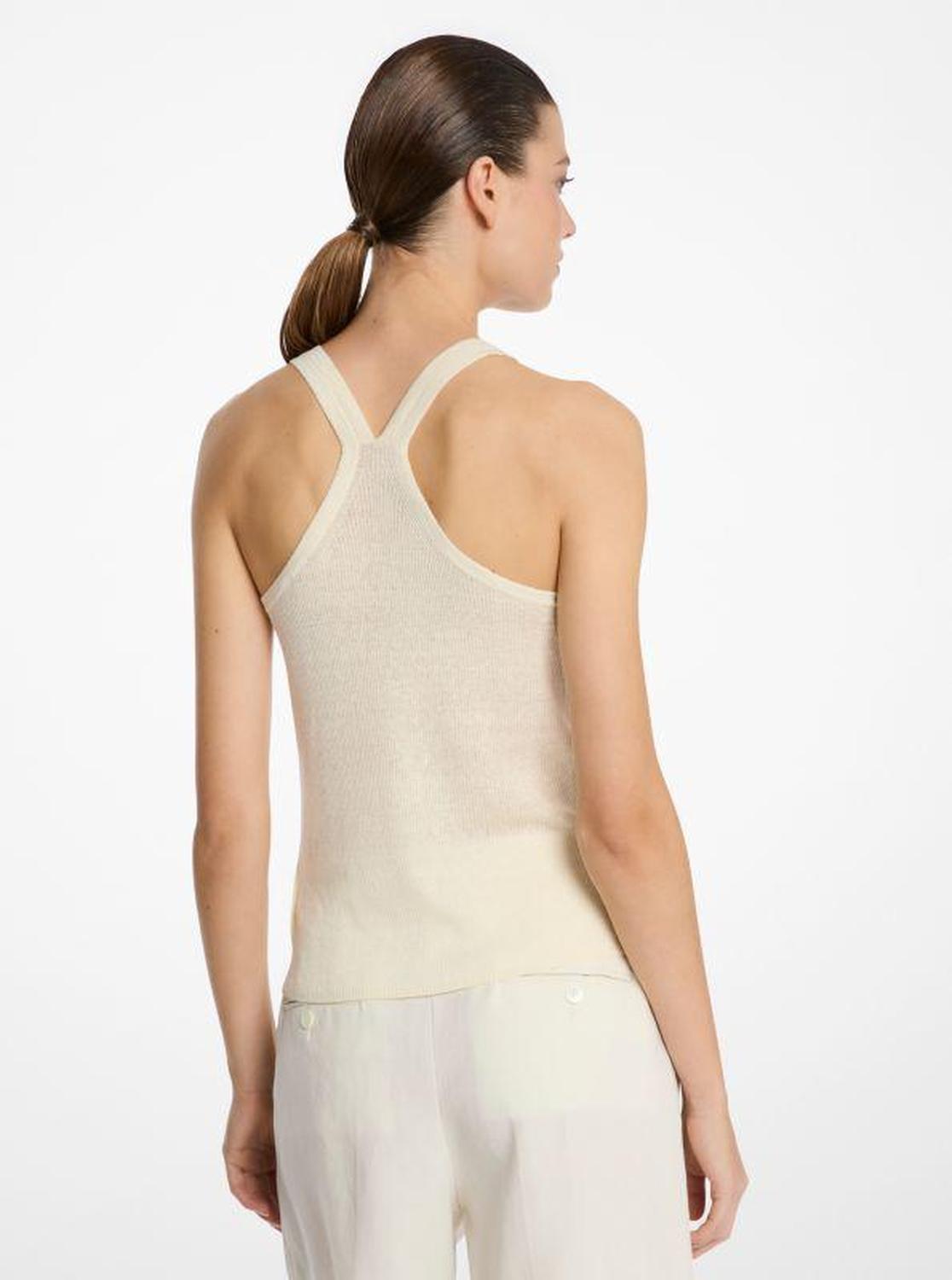 Ribbed Superfine Linen and Cotton Blend Tank Top