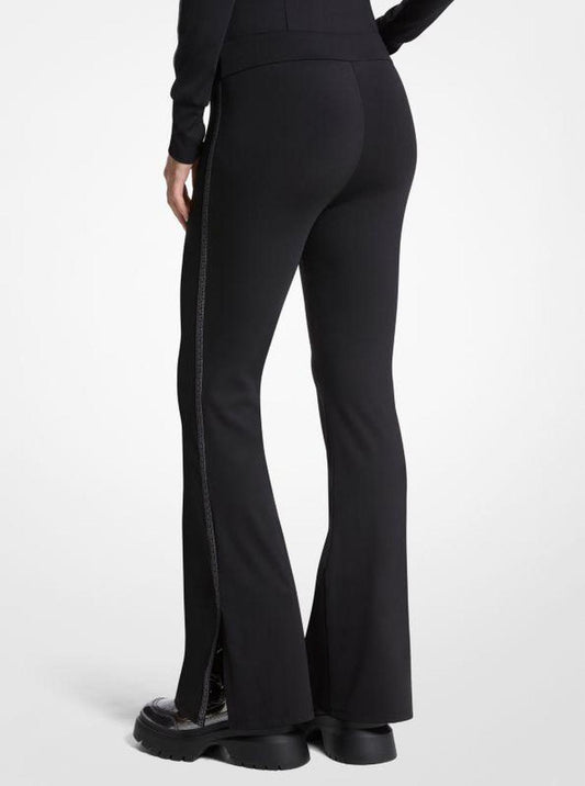 Logo Tape Stretch Nylon Flared Leggings