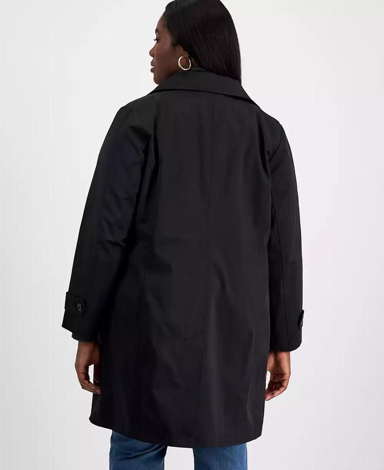 Plus Size Notched Collar Button-Front Coat, Exclusively at Macy's