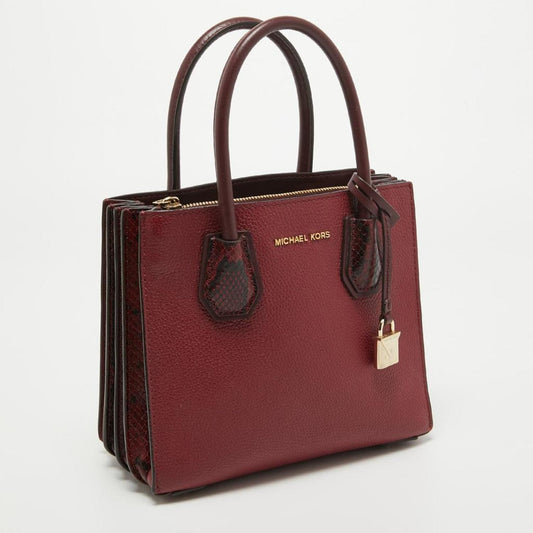 Michael Kors Red/burgundy Leather Small Mercer Tote
