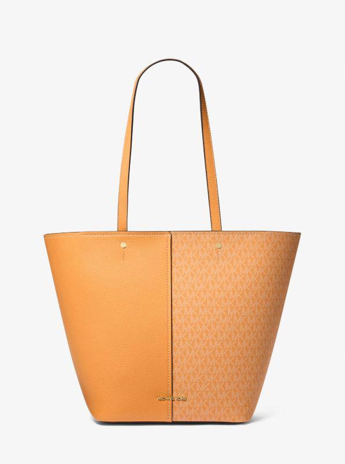 Flora Large Signature Logo and Leather Tote Bag