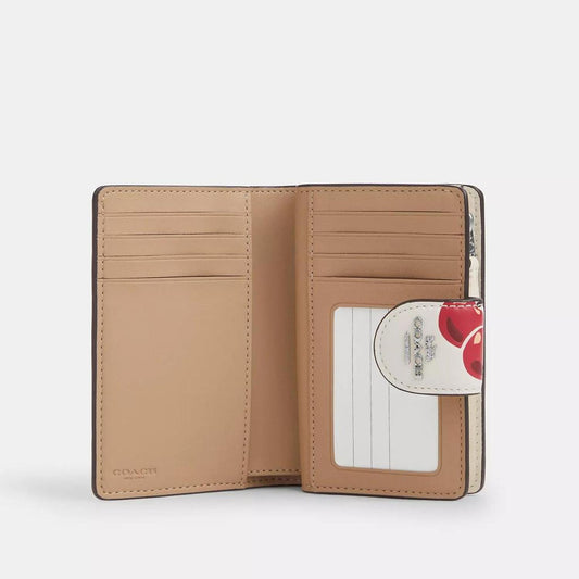 Medium Corner Zip Wallet With Cherry Print