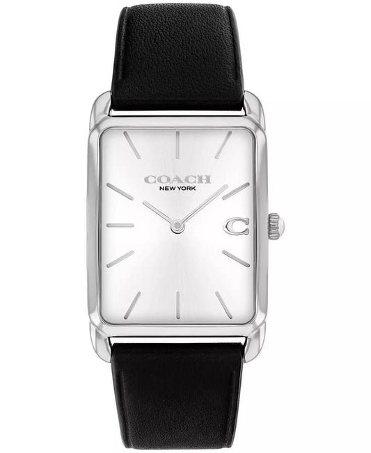 Men's Elliot Black Leather Strap Watch, 32 x 36mm