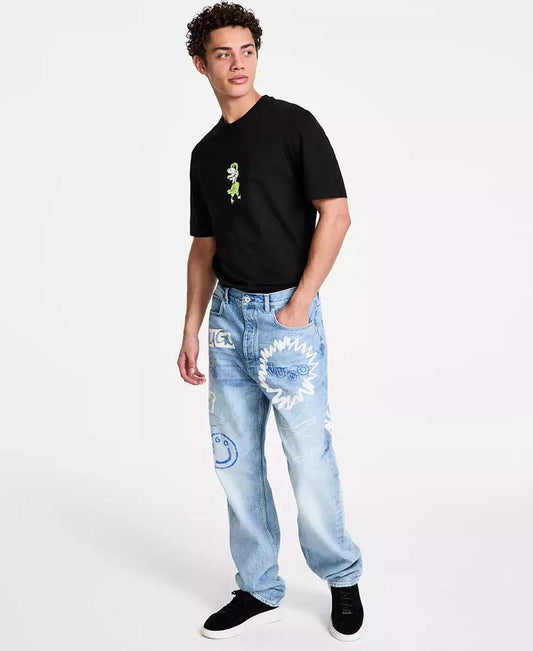 Men's Nate Signature-Detail Baggy Jeans
