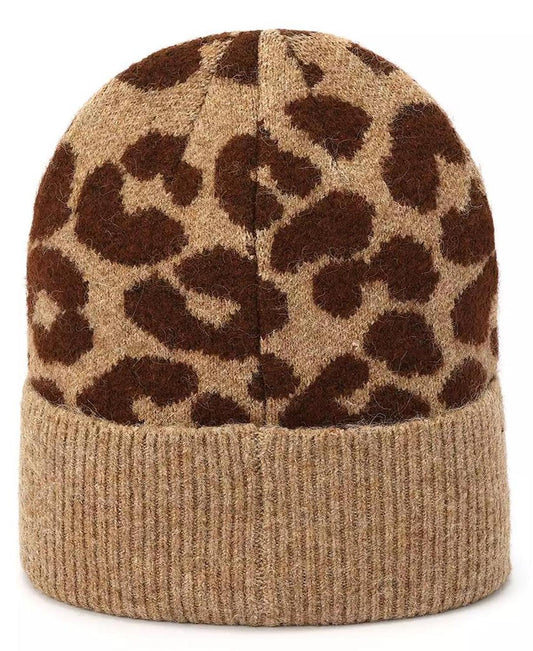 Women's Leopard Crown Cuff Beanie