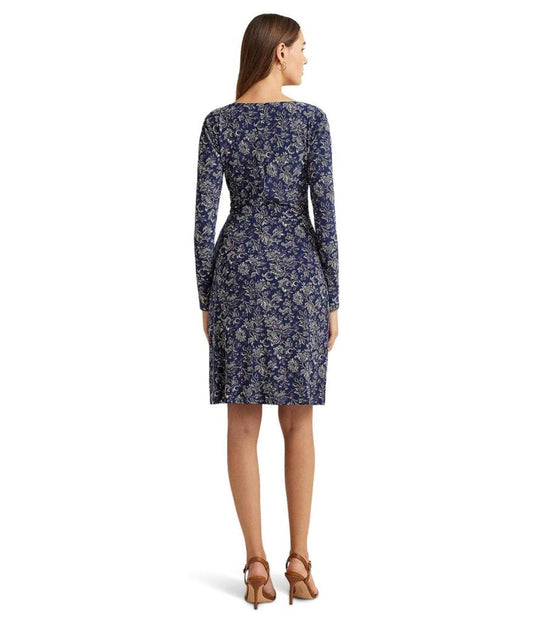 Floral Stretch Jersey Long-Sleeve Dress