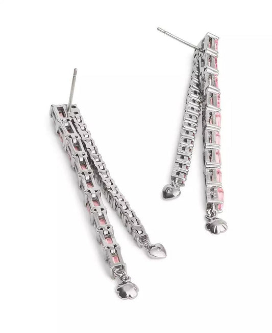 Faux Stone Signature Charm Tennis Earrings