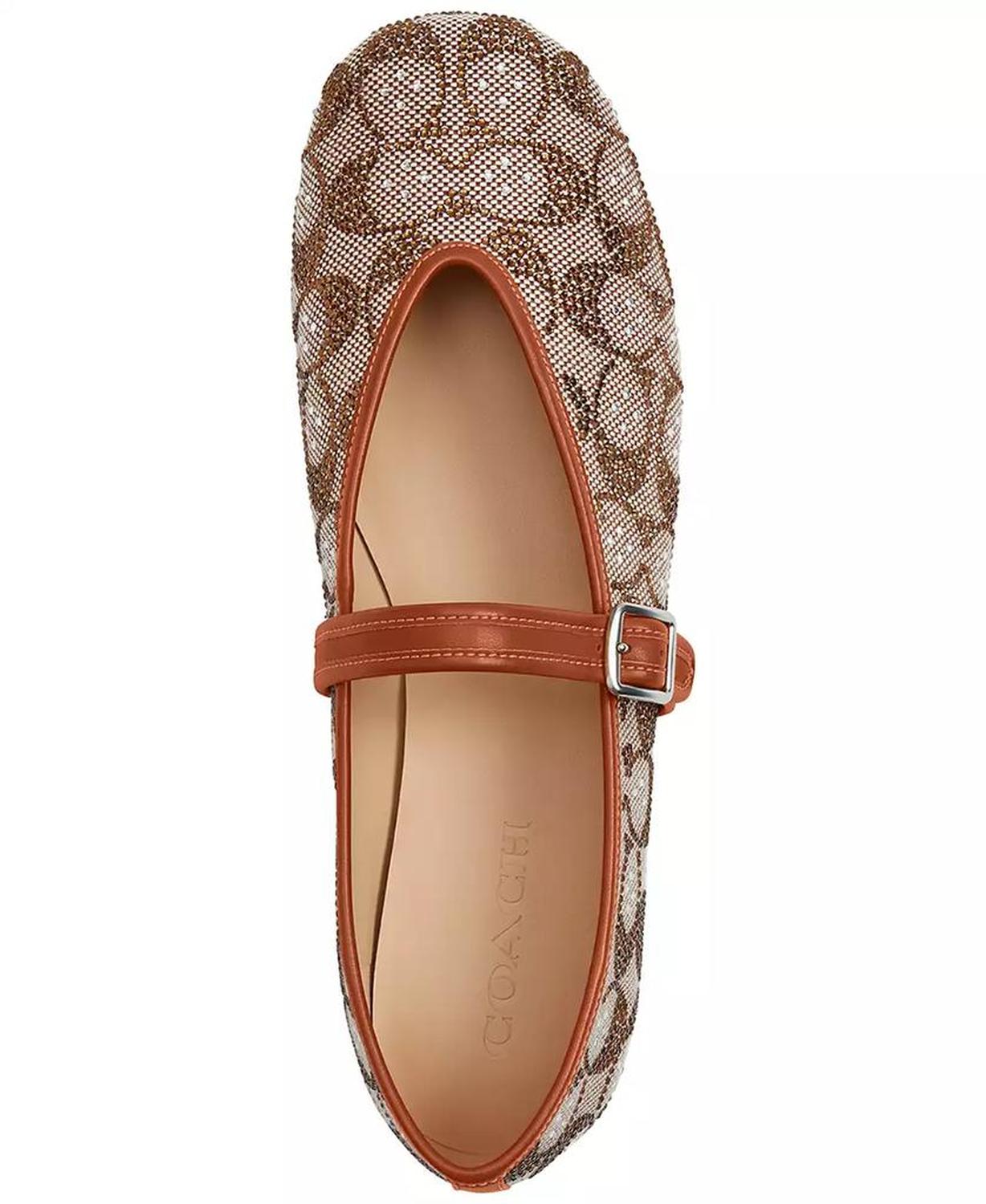 Women's Sculpted C Crystal Signature Jacquard Soft Mary Jane Flats