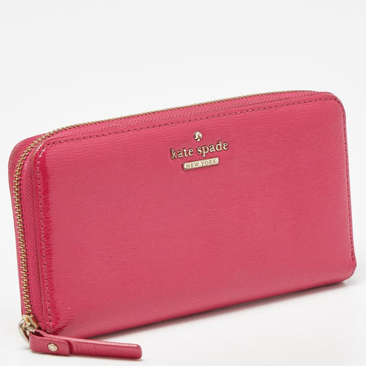 Kate Spade Pink Patent Leather Zip Around Continental Wallet