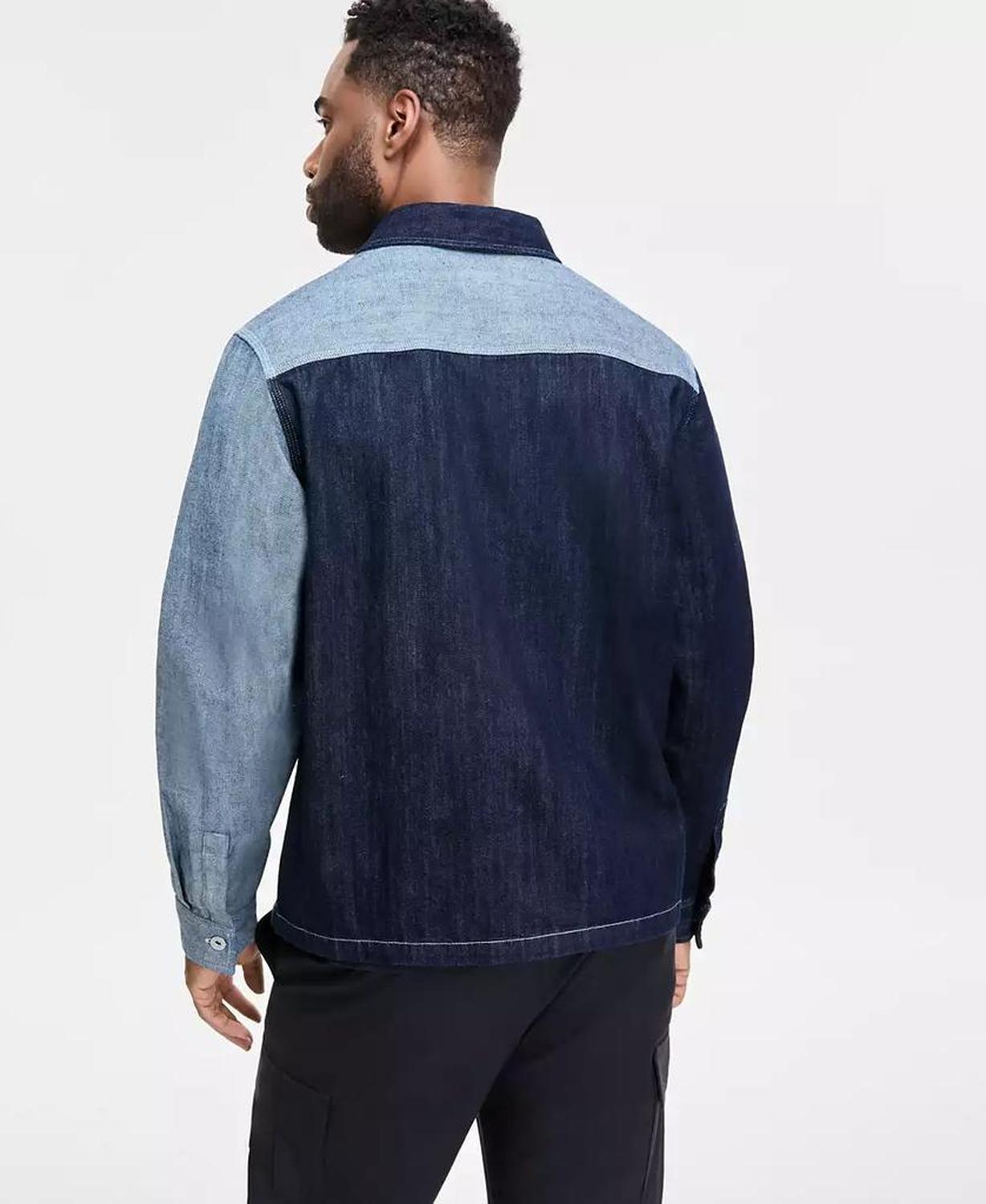 Men's Eberse Relaxed Fit Two-Tone Button-Front Denim Shirt Jacket