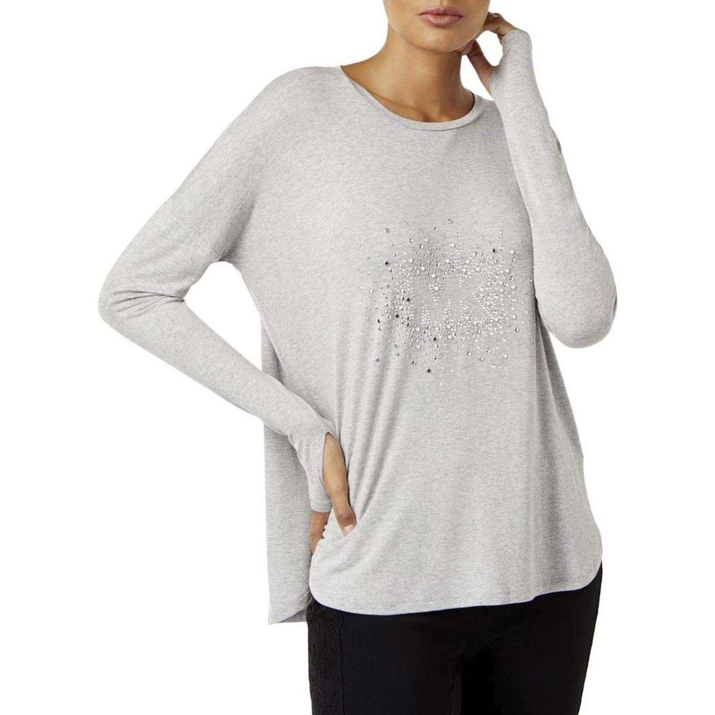 Womens Studded Logo Casual Top