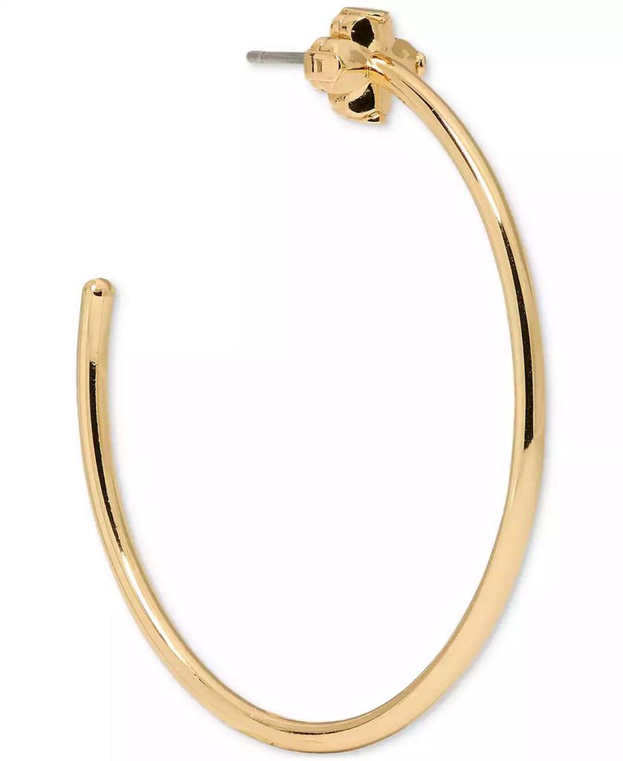 Spade Flower Medium Hoop Earrings, 1.63"